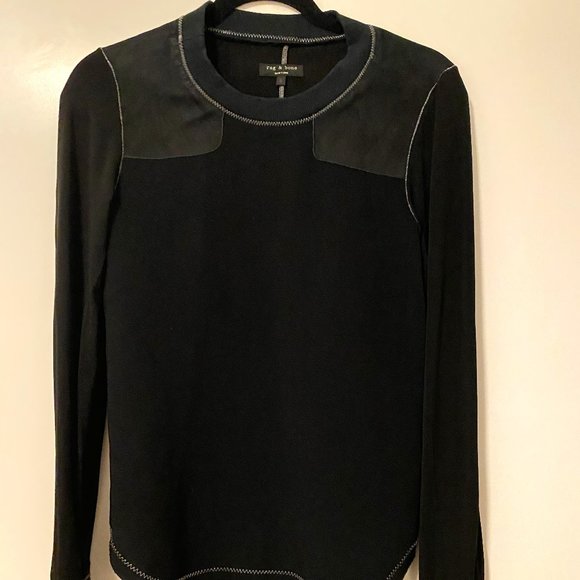 rag & bone Long Sleeve with Suede Shoulders - Picture 1 of 1